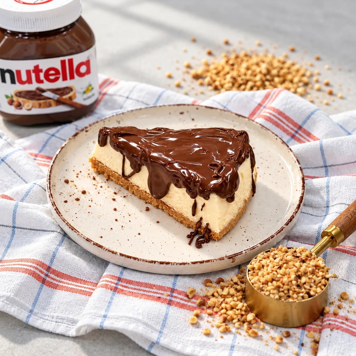 Nutella soslu cheesecake dilimi